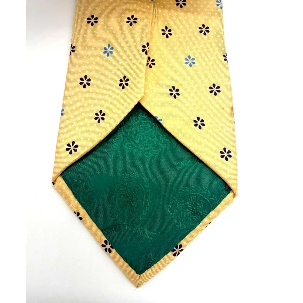 Tommy Hilfiger Silk Tie Vintage 90s Yellow Geometric Medallion Extra Long XL USA